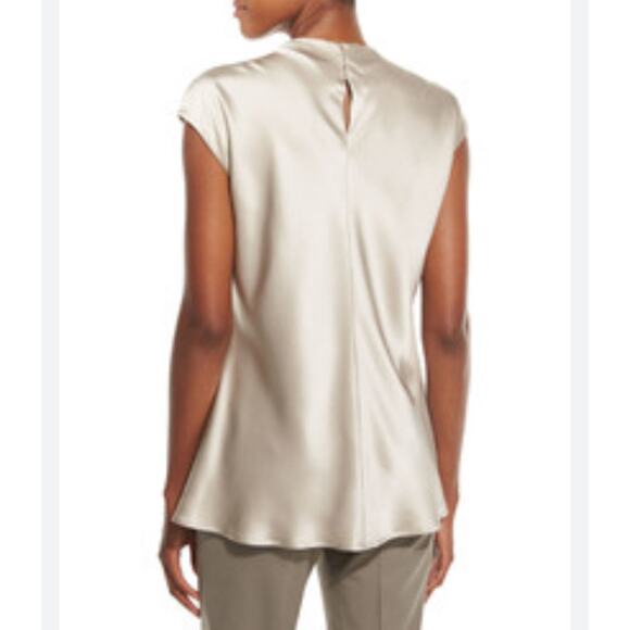 Lafayette 148 New York Gene Silk Blouse Women's Large Ca[ Sleeve Champagne - Picture 2 of 7